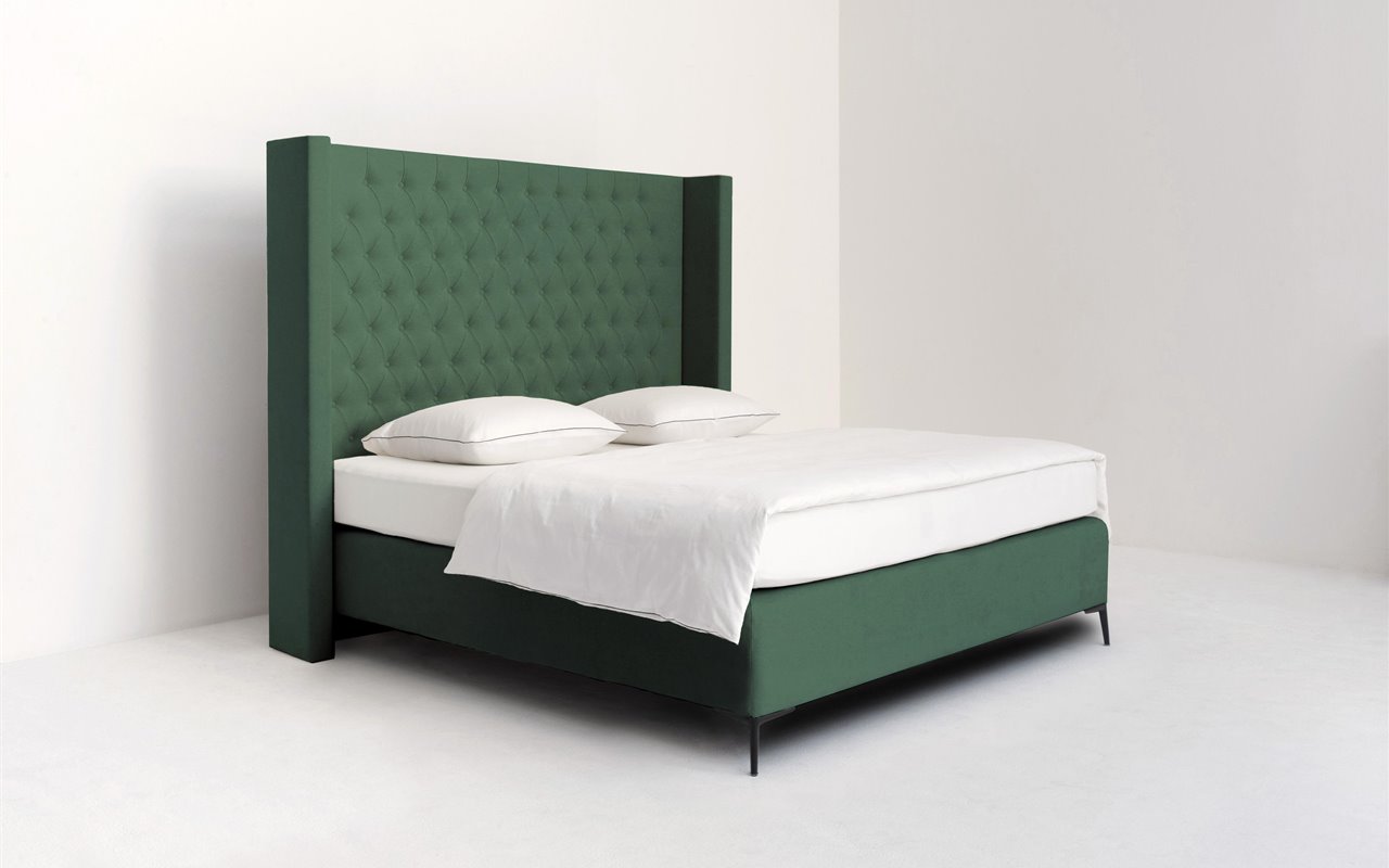 Hoofdbord groen capiton edge 110 bed habits